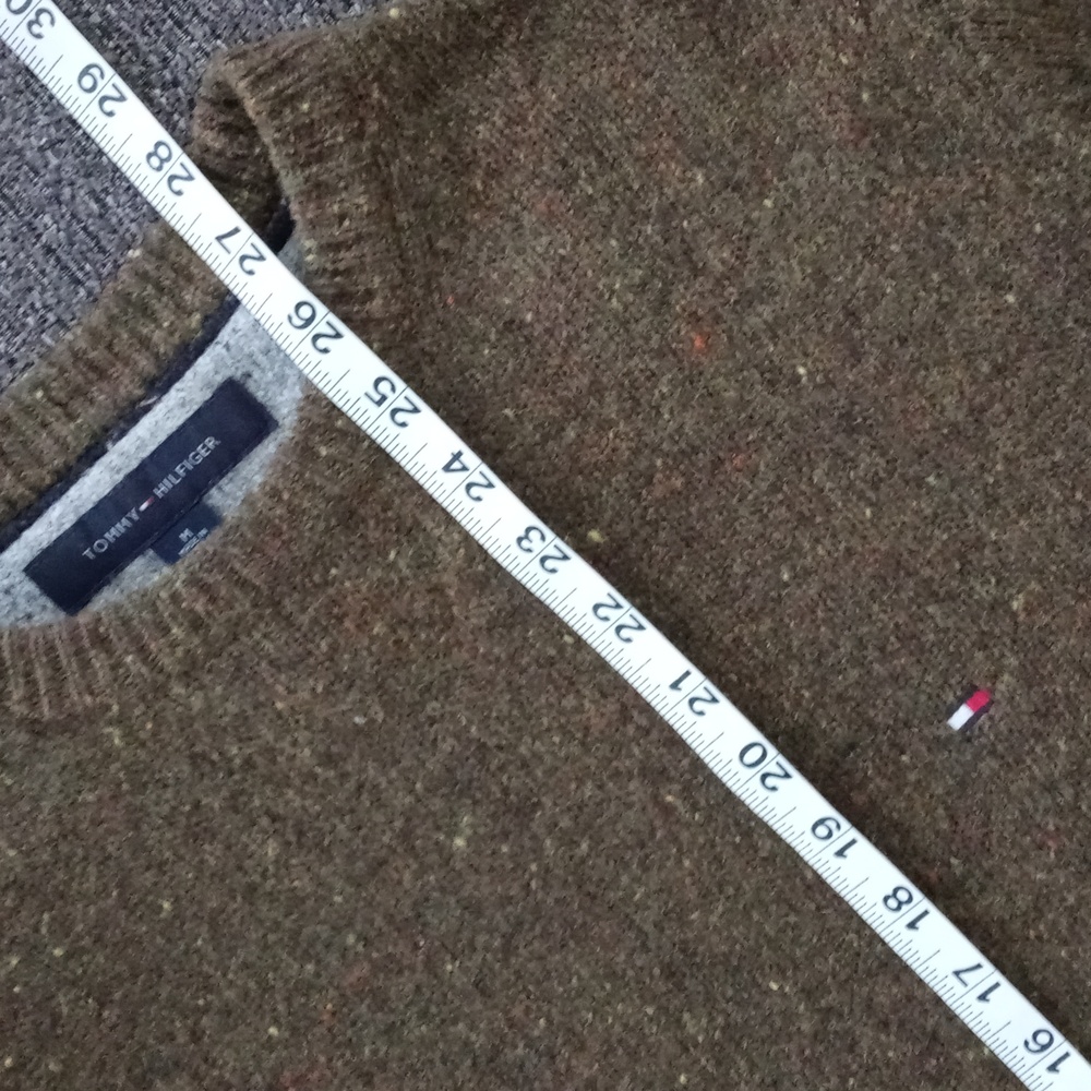 🖤VTG Tommy Hilfiger🖤 - Green/Multi Lambswool Blend Crewneck Sweater - Picture 9 of 10
